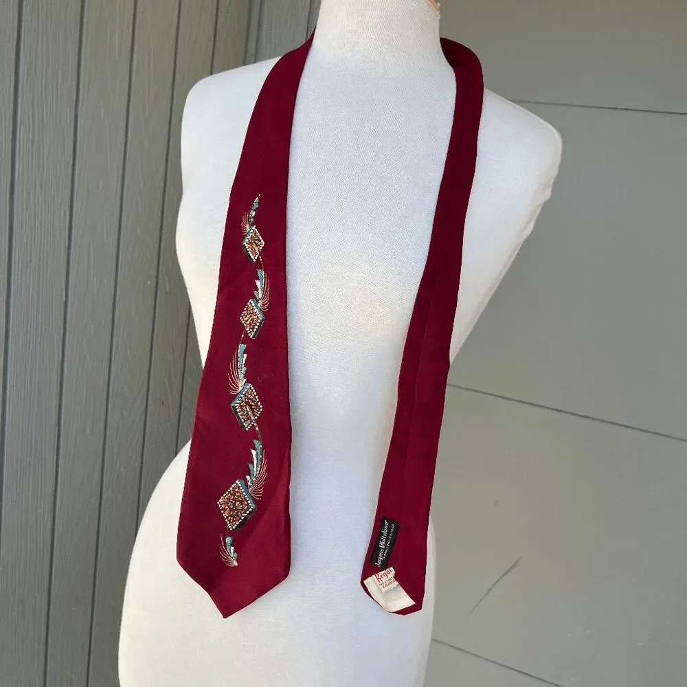 VTG Hand Painted Necktie Burgess & Holt Maurer Mid Century Atomic Novelty Tie
